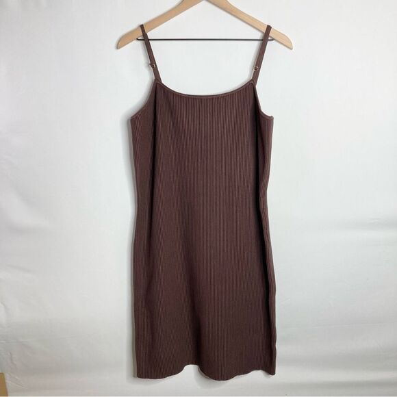 NWT House of Harlow 1960 Sleeveless Brown Ribbed Sweater Dress Bodycon Size XL - Picture 2 of 9